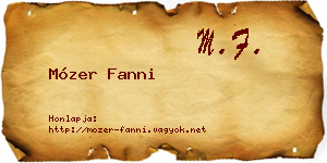 Mózer Fanni névjegykártya